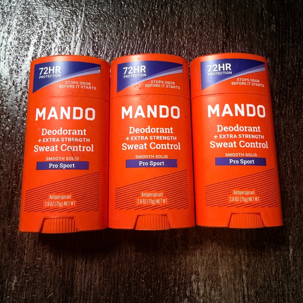 Mando Deodorant Antiperspirant Men 2.6oz Orange Pro Sport 72HR Sweat Control 3Pk